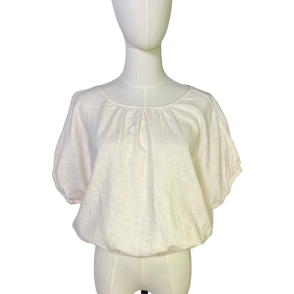 Madewell Linen Blend Michele Bubble Top Lighthouse Ivory XS NWT Minimalist Boho